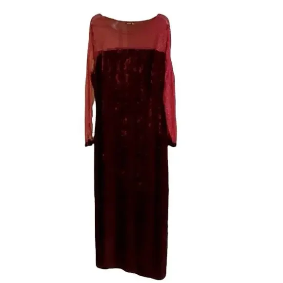 SHEIN Cranberry Crushed Velvet Plus Size 3x Gown Dress Formal Holiday Wedding - Picture 13 of 15